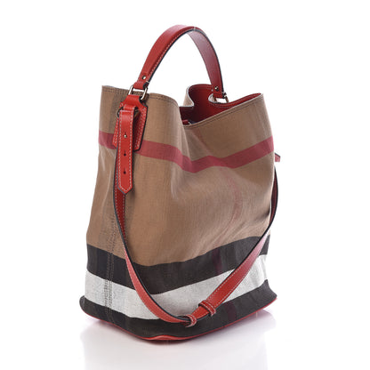 Burberry Canvas Mega Check Medium Ashby Hobo Cadmium Red 3 of 8