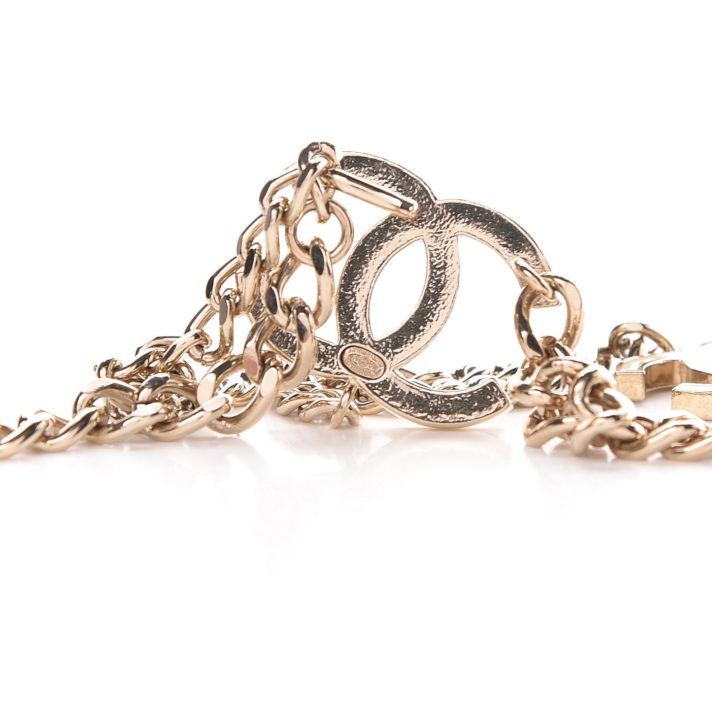 Enamel CC Chain Belt Gold Beige