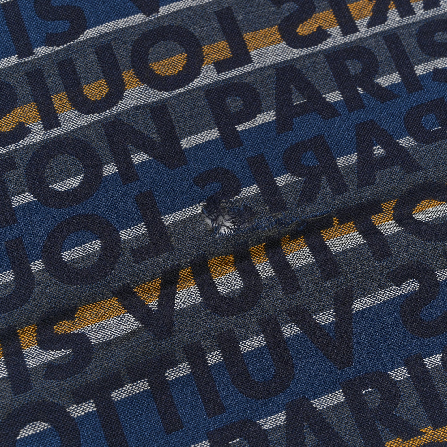 Wool Silk Logo Scarf Blue Multicolor