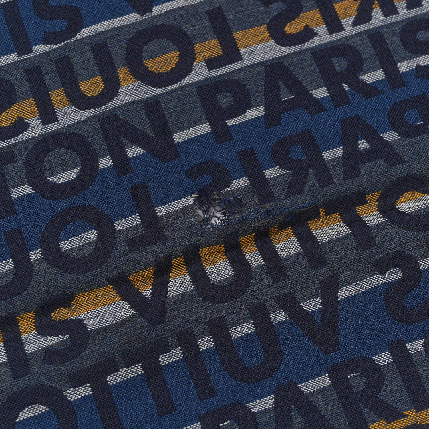 Louis Vuitton Wool Silk Logo Scarf Blue Multicolor 4 of 5