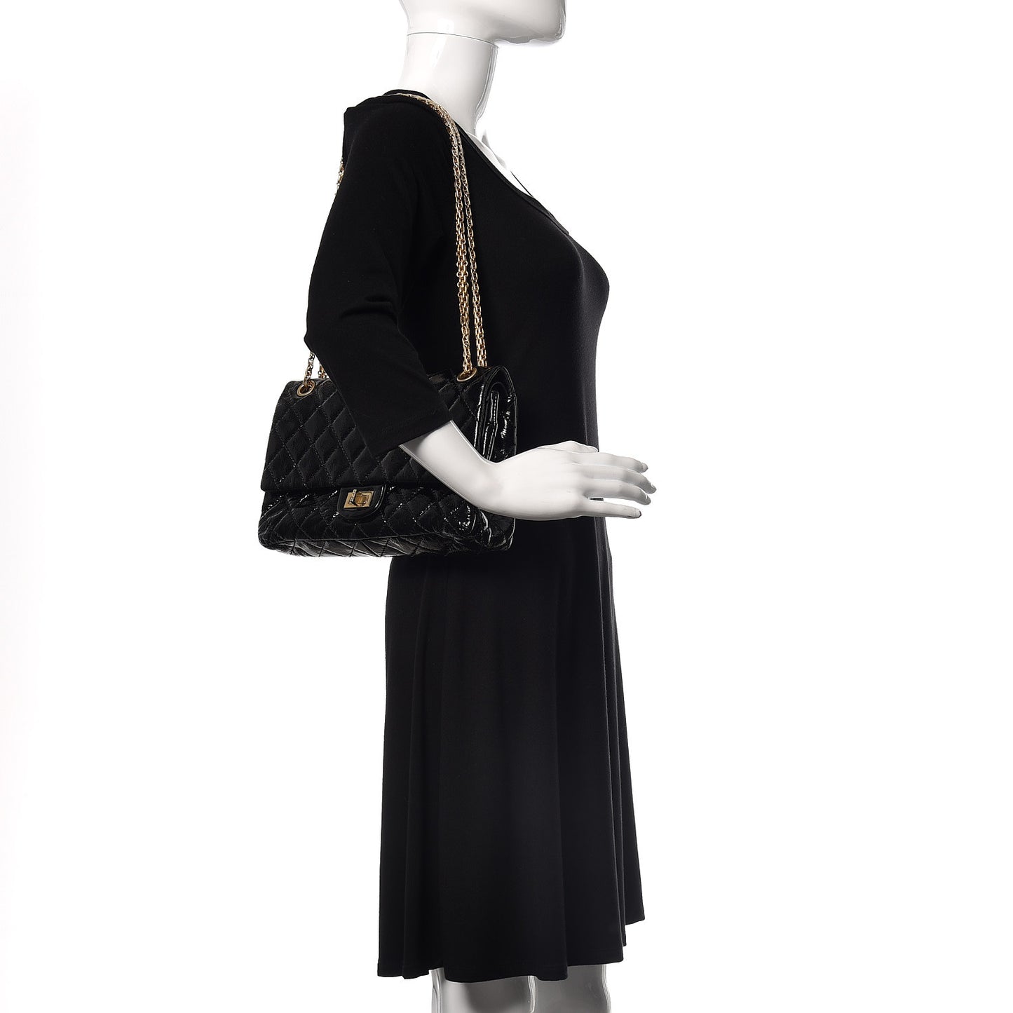 Distressed Patent Quilted 2.55 Reissue 226 Flap Black