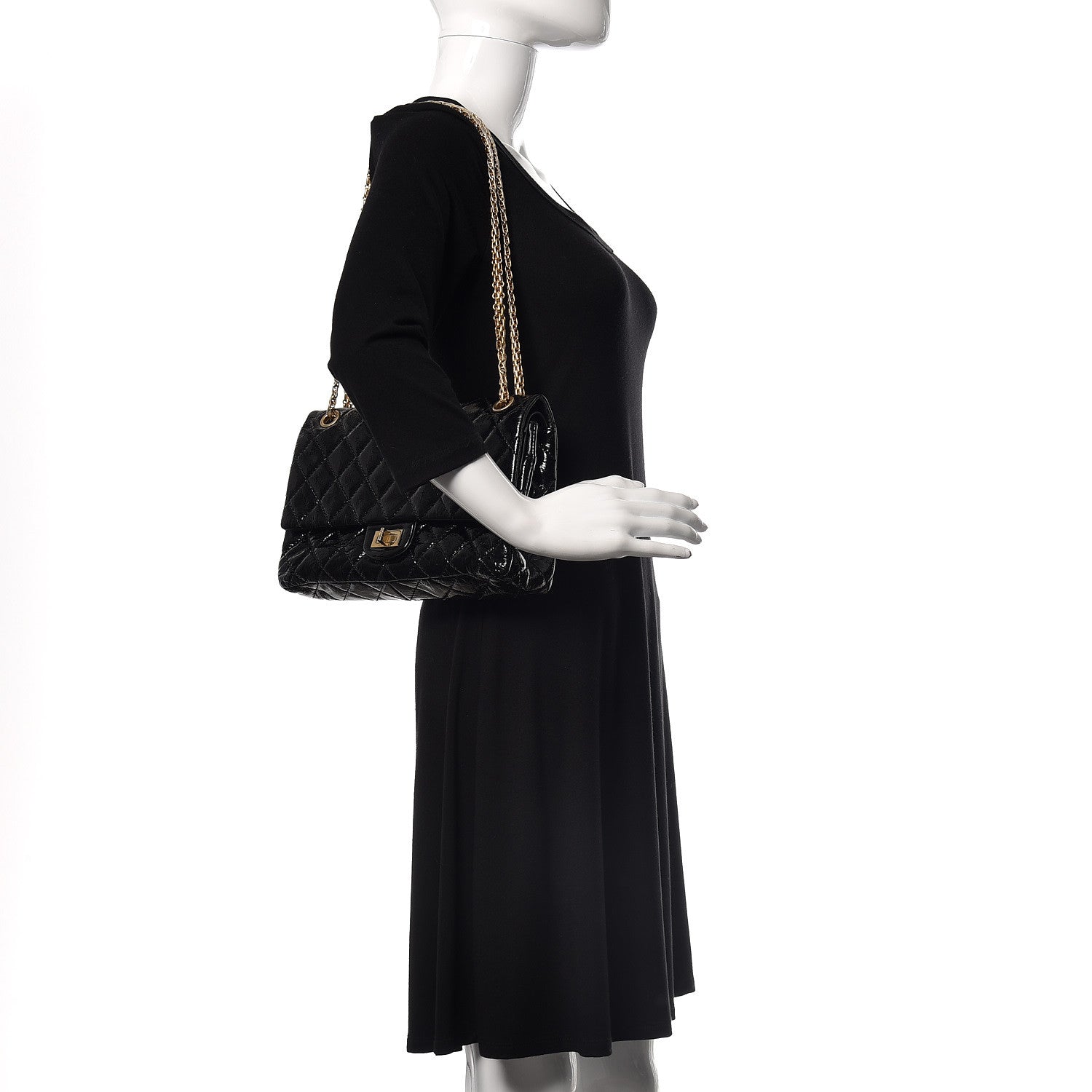 Chanel Distressed Patent Quilted 2.55 Reissue 226 Flap Black 2 of 11