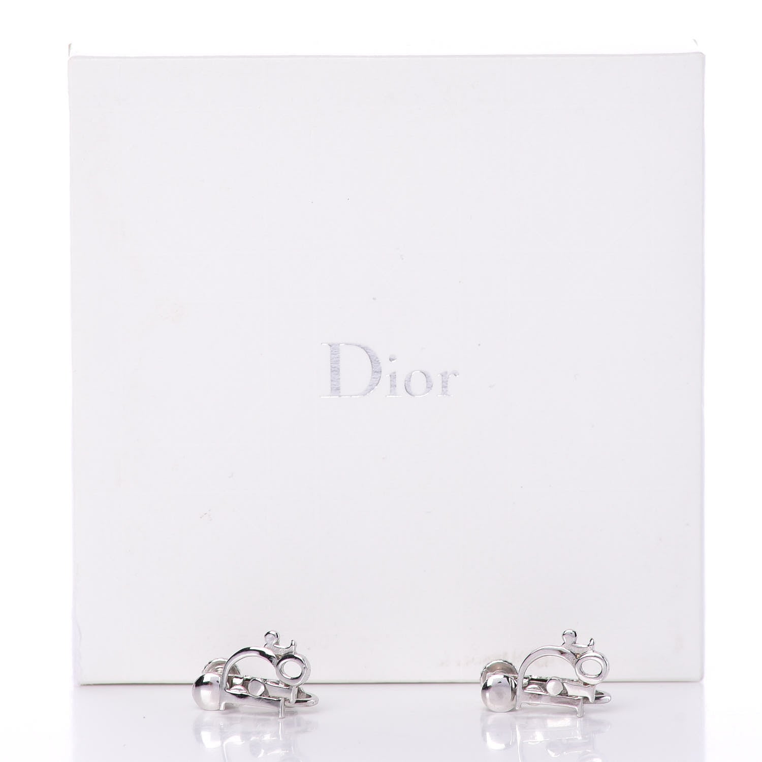 Christian Dior Logo Earrings Silver 5 of 5