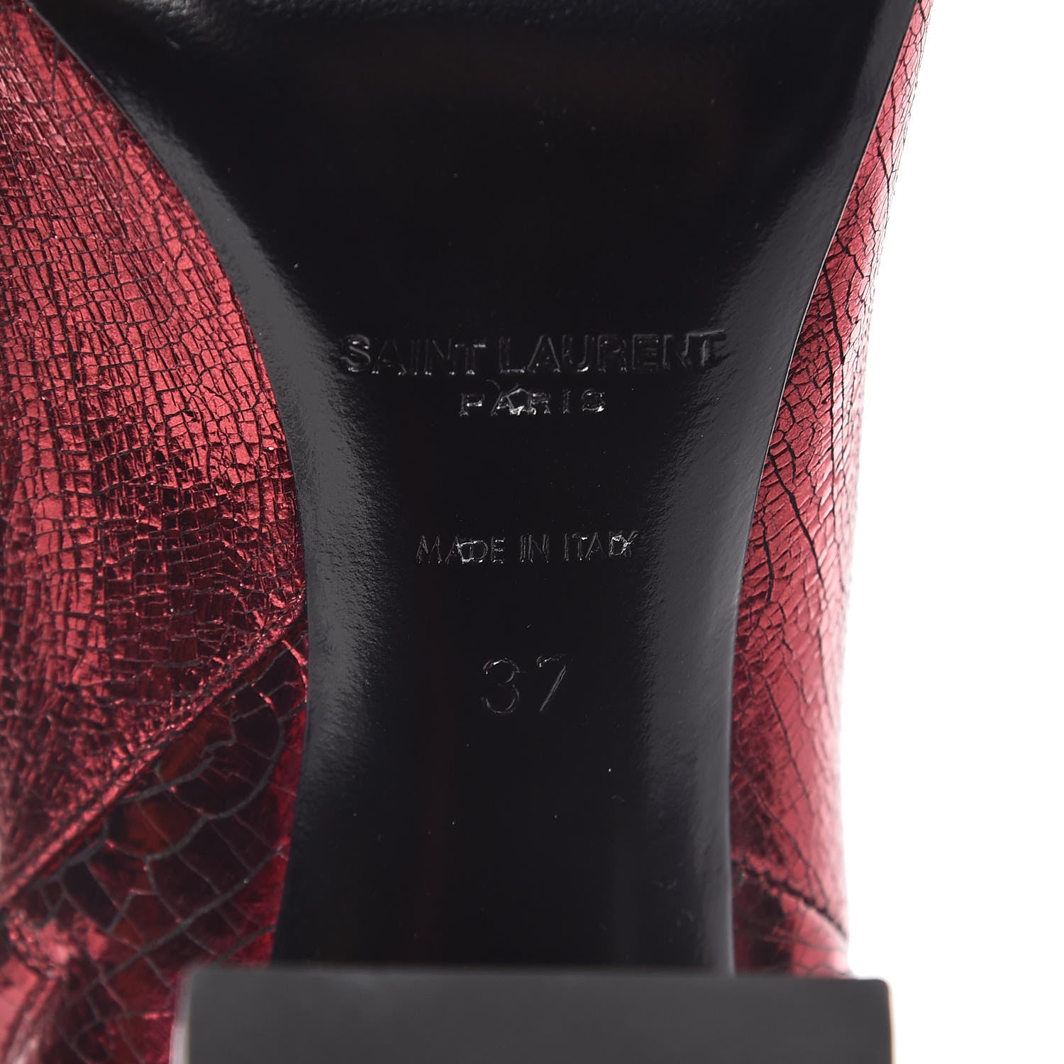 Saint Laurent Metallic Crackled Lou 95 Zip Bootie 37 Elect 6 of 9