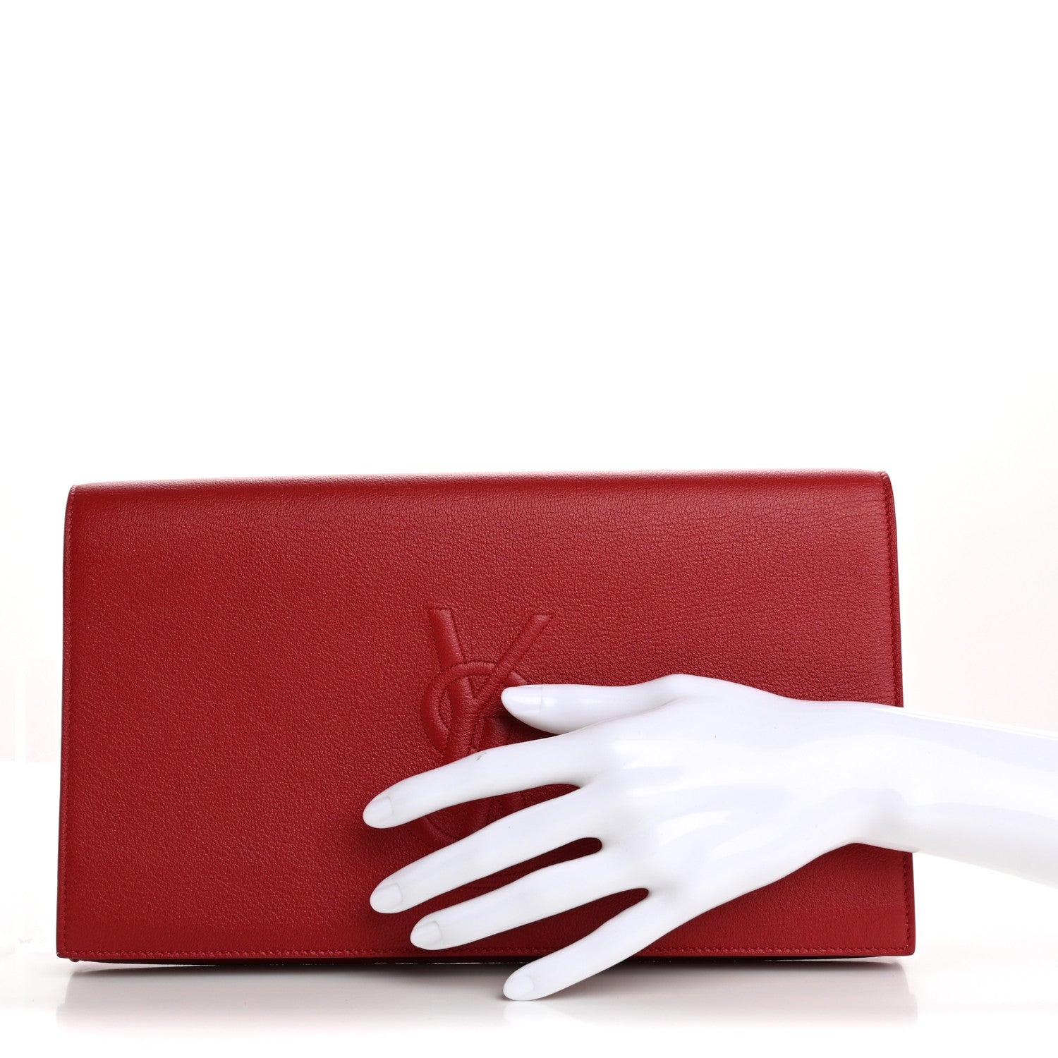 Saint Laurent Calfskin Monogram Large Belle De Jour Clutch Red 2 of 11