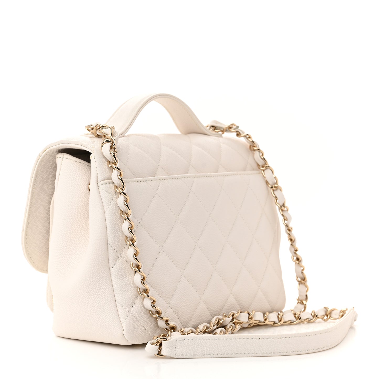 Caviar Quilted Medium Business Affinity Flap White