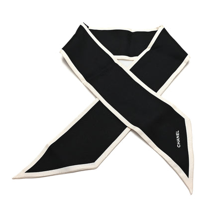 Chanel Silk CC Slim Bandeau Scarf Black White 1 of 3