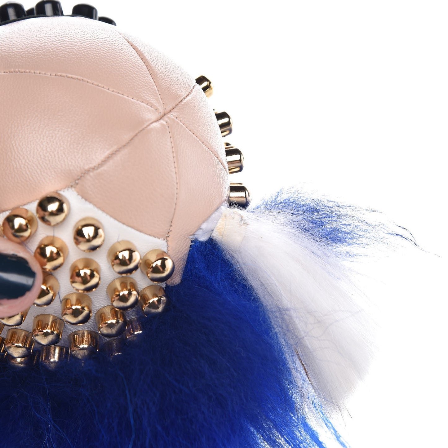 Lambskin Goat Fur Studded Punkarlito Bag Charm Blue