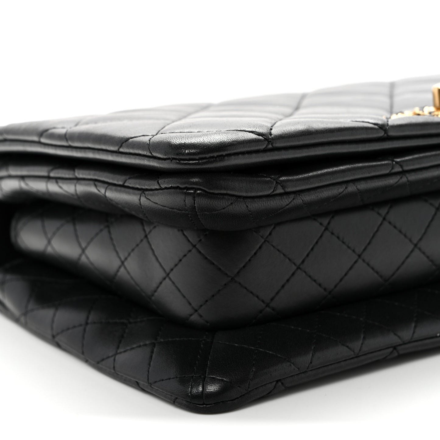 Lambskin Quilted On And On Medium Chain Flap Black