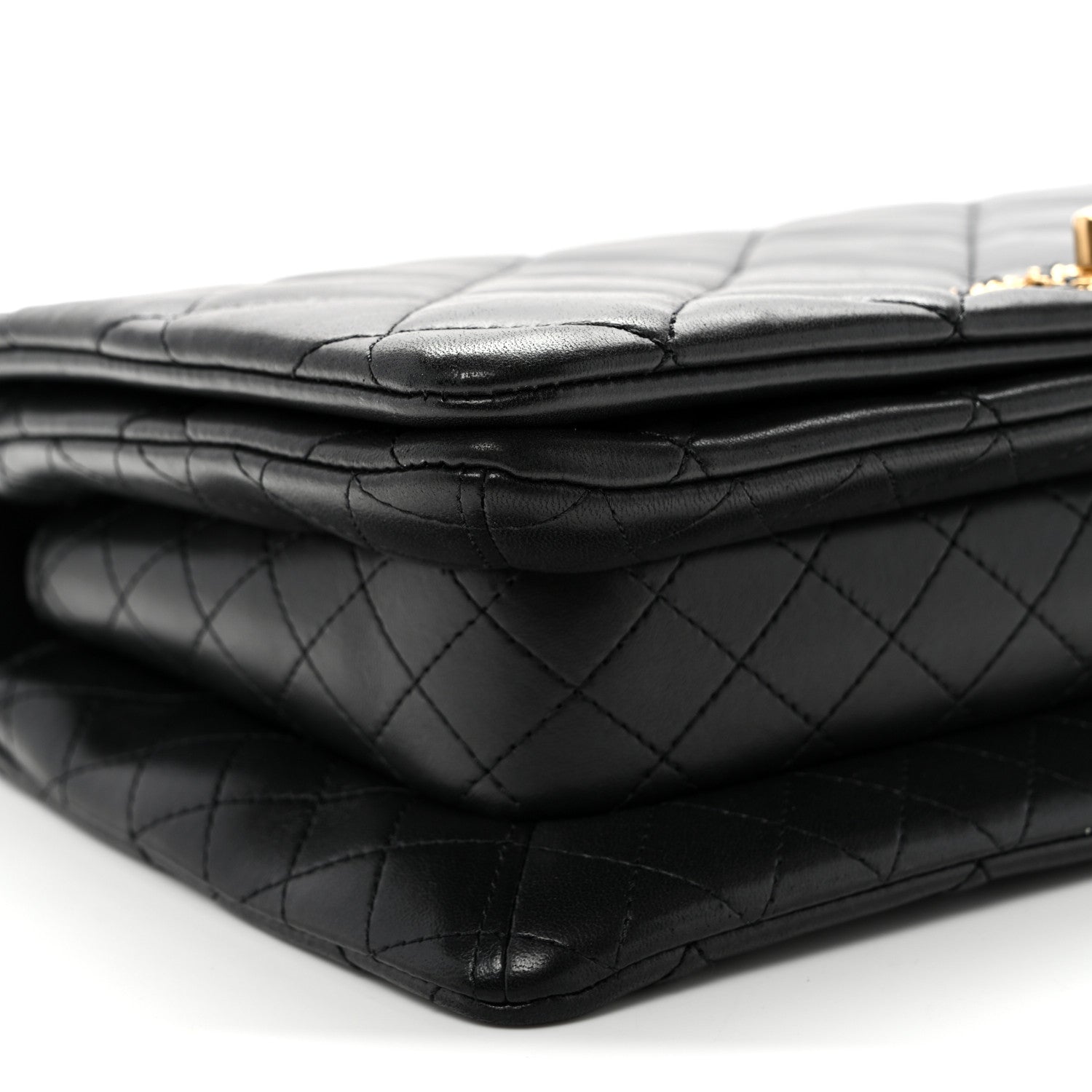 Chanel Lambskin Quilted On And On Medium Chain Flap Black 9 of 11