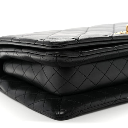 Chanel Lambskin Quilted On And On Medium Chain Flap Black 9 of 11