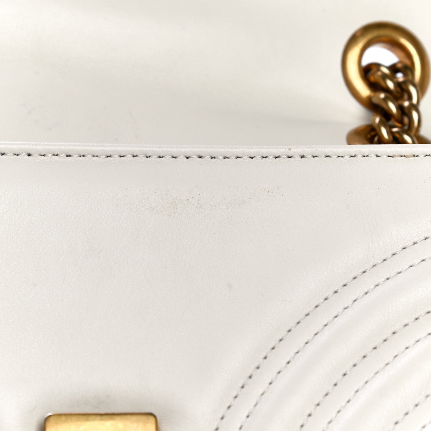 Gucci Calfskin Matelasse Mini GG Marmont Shoulder Bag White 17 of 19