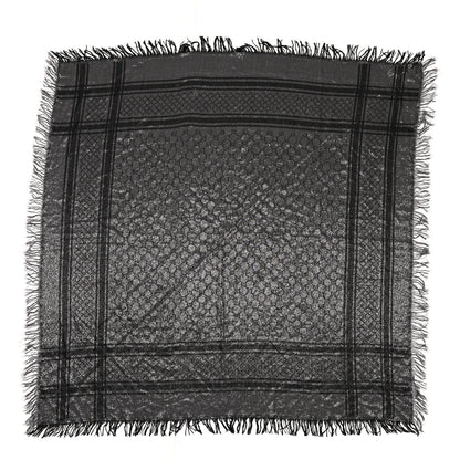 Gucci Wool Silk Lurex Diamante Monogram Shawl Grey 1 of 4