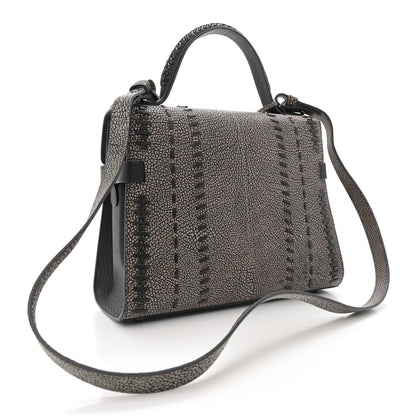 Delvaux Grained Calfskin MM Tribal Stitch Tempete Satchel Ebene Ivory Black 3 of 10