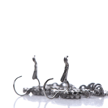 Chanel Ruthenium Spike Beaded CC Drop Earrings Black 4 of 4
