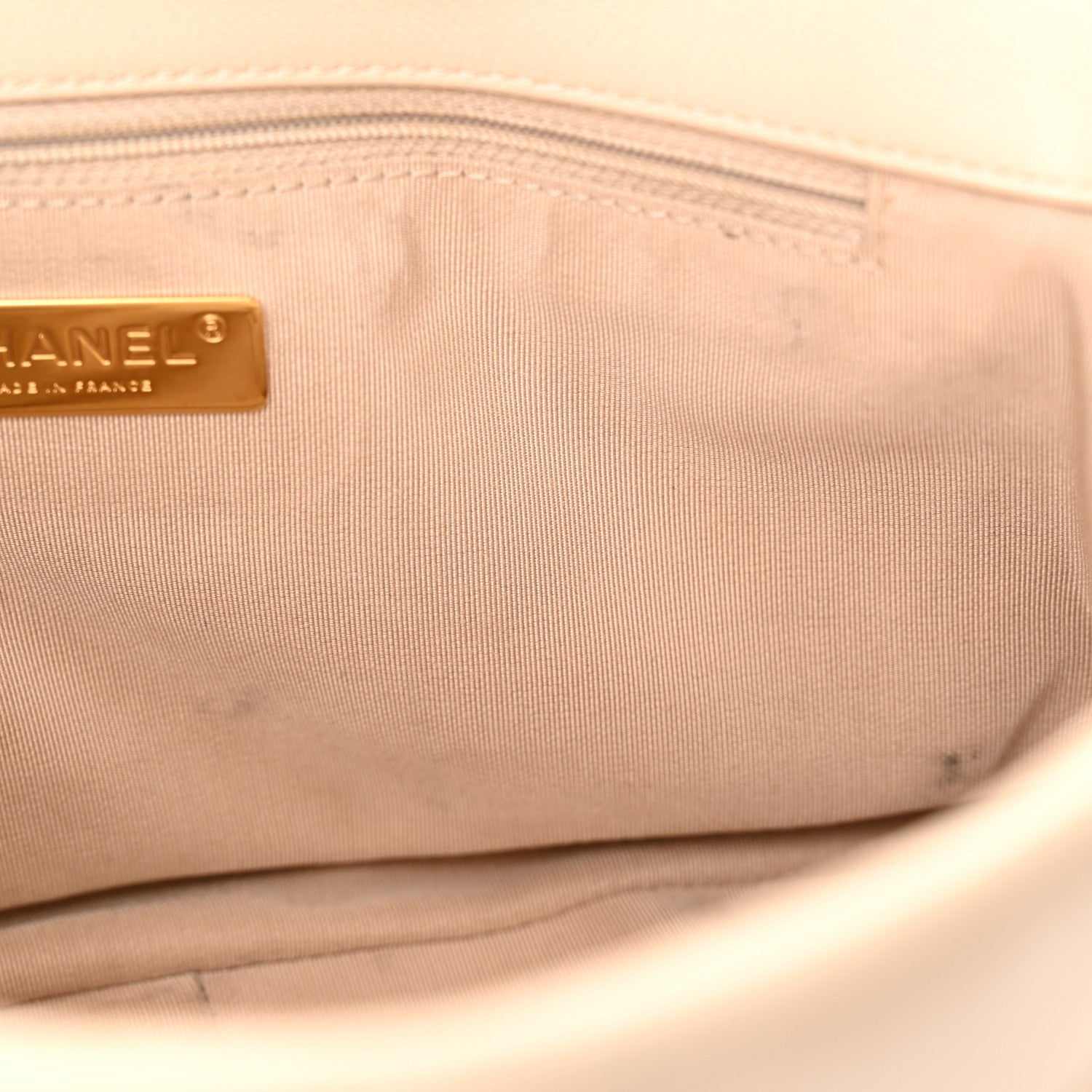 Chanel Goatskin Quilted Large Chanel 19 Flap Light Beige 12 of 12