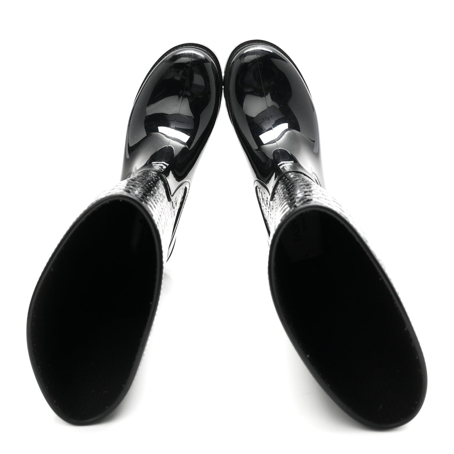 Rubber Embossed Monogram Splash Rain Boots 38 Black