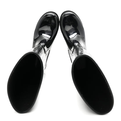 Louis Vuitton Rubber Embossed Monogram Splash Rain Boots 38 Black 2 of 8