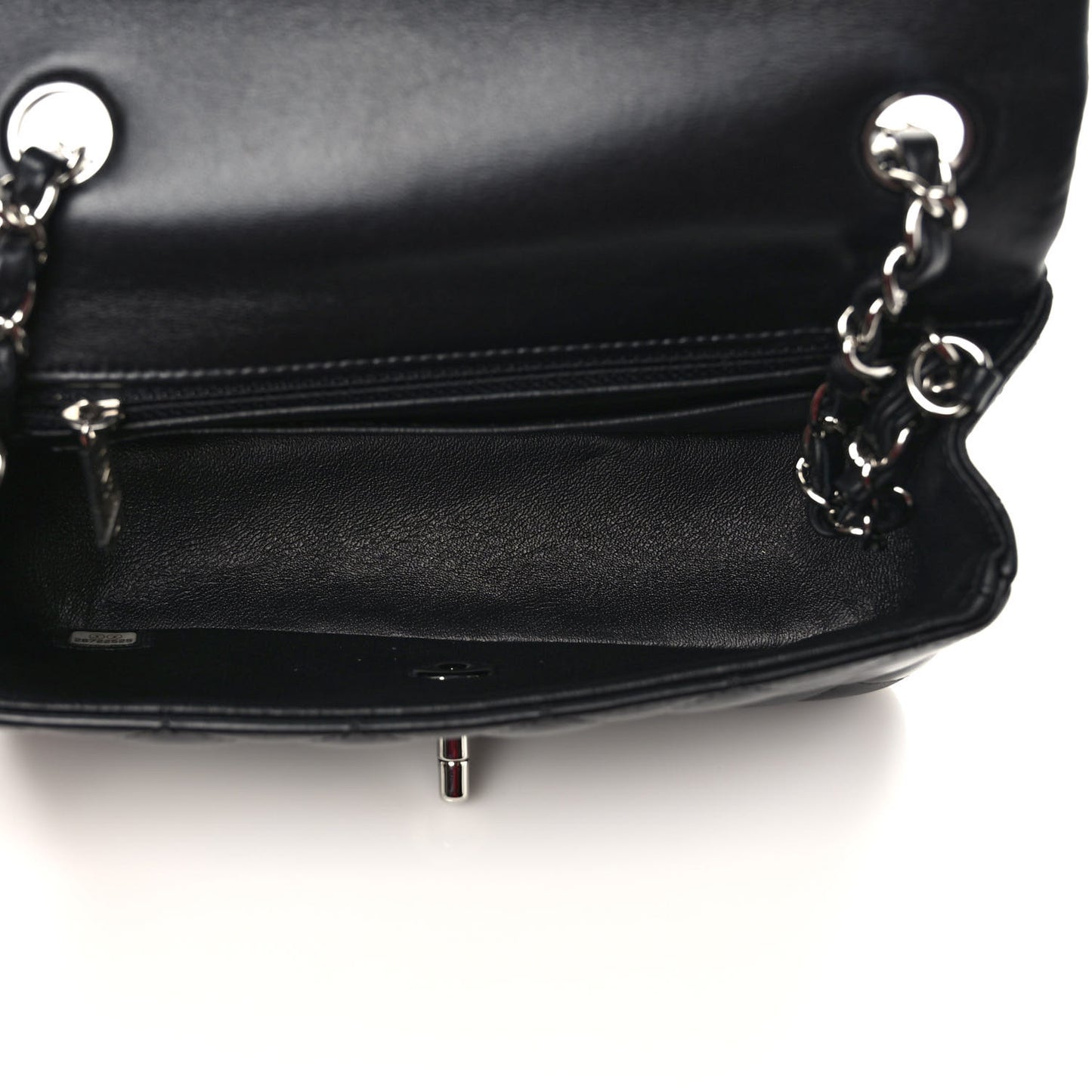 Lambskin Quilted Mini Rectangular Flap Black