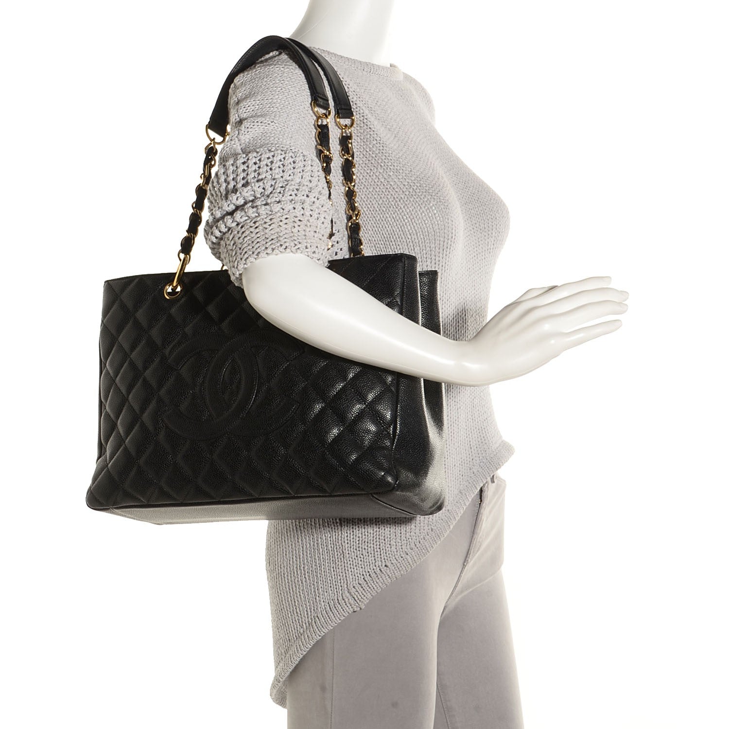 Chanel Caviar Quilted Grand Shopping Tote GST Black 2 of 7