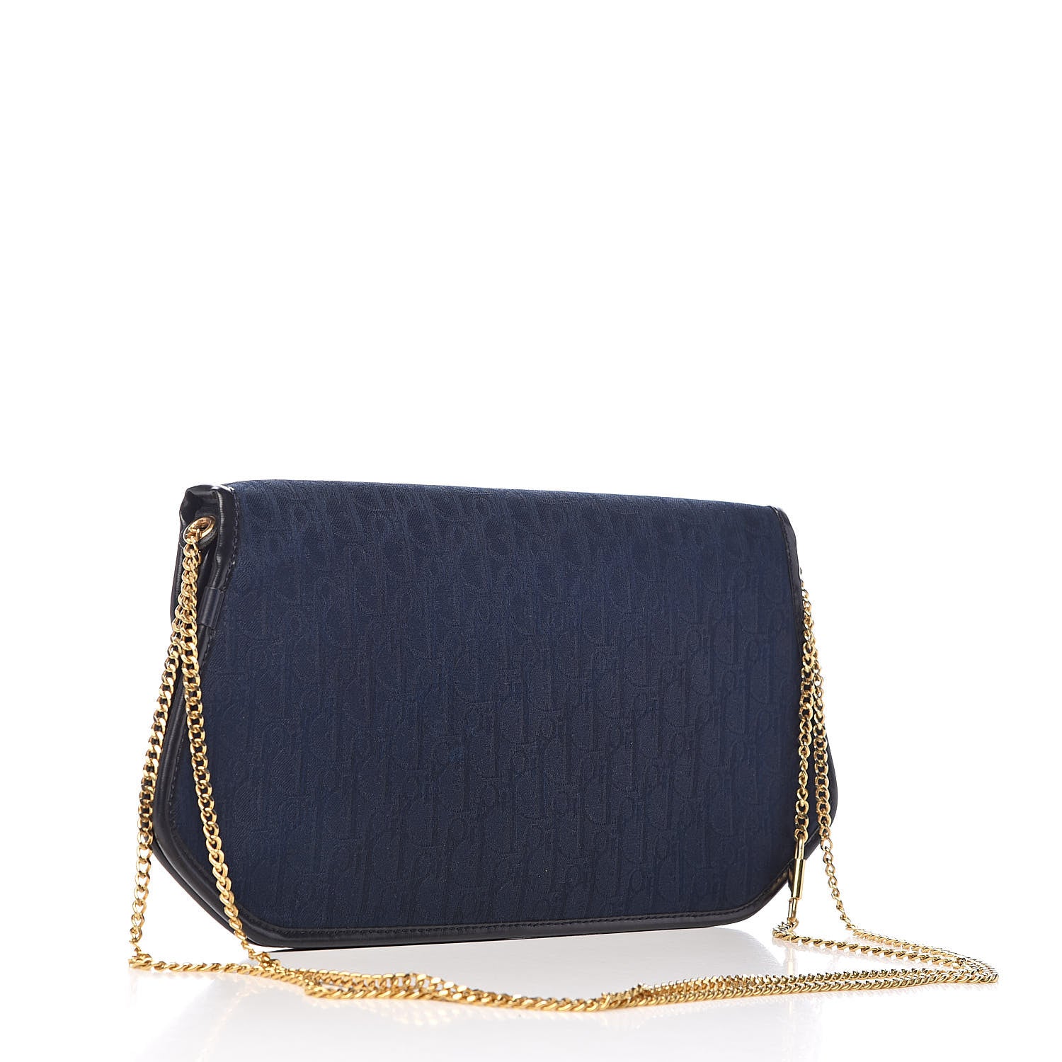 Christian Dior Monogram Chain Flap Navy 3 of 12
