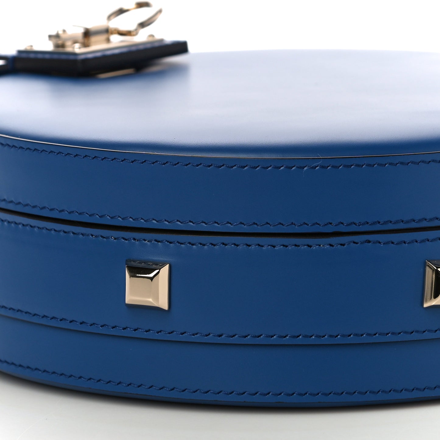 Calfskin Round Studio Crossbody Blue
