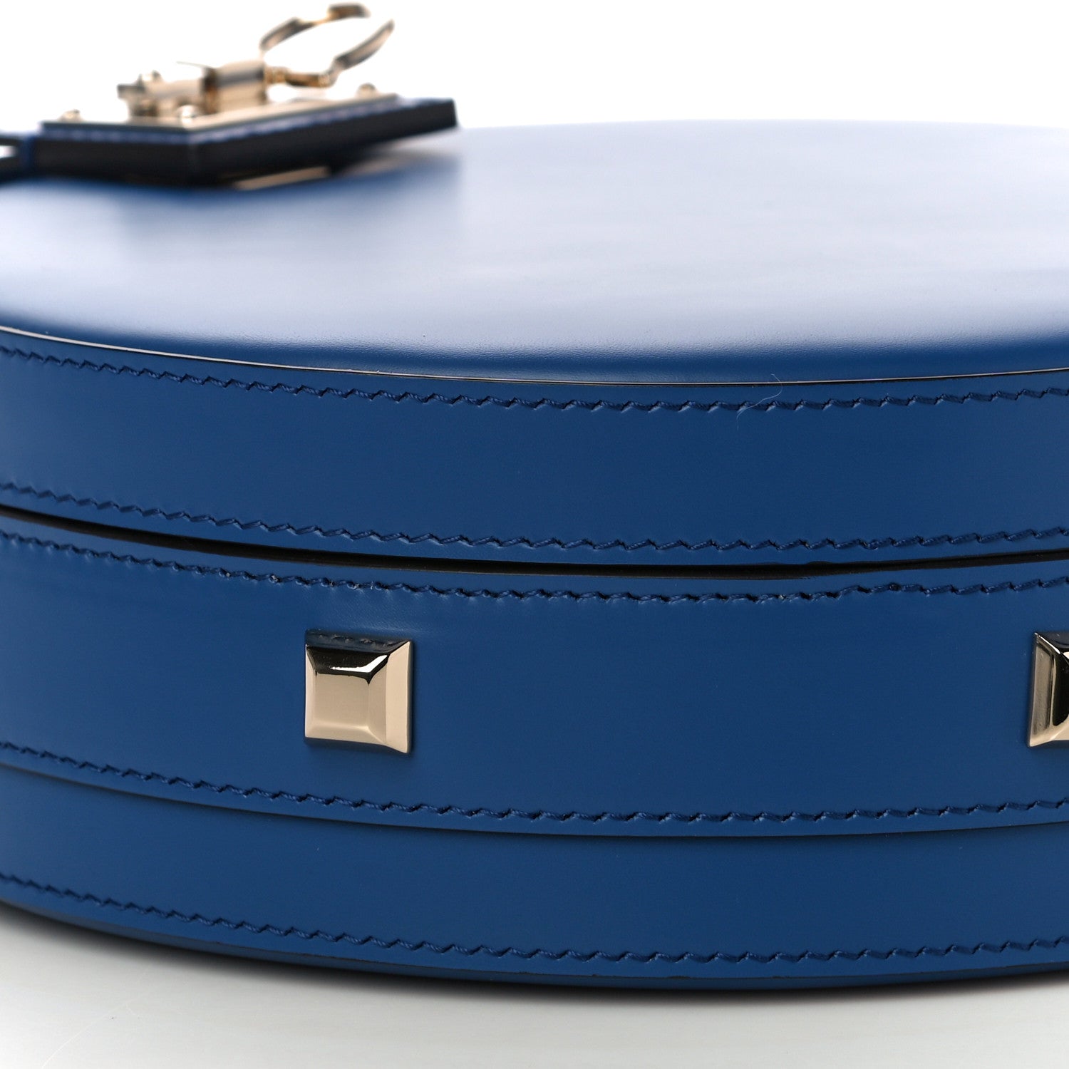 Salvatore Ferragamo Calfskin Round Studio Crossbody Blue 5 of 9