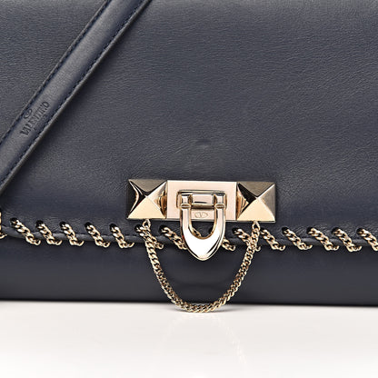 Valentino Garavani Vitello Groumette Demilune Chain Clutch Marine 12 of 12