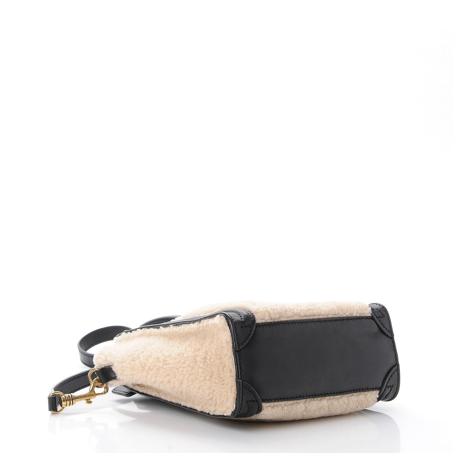 Smooth Calfskin Shearling Nano Luggage Cream