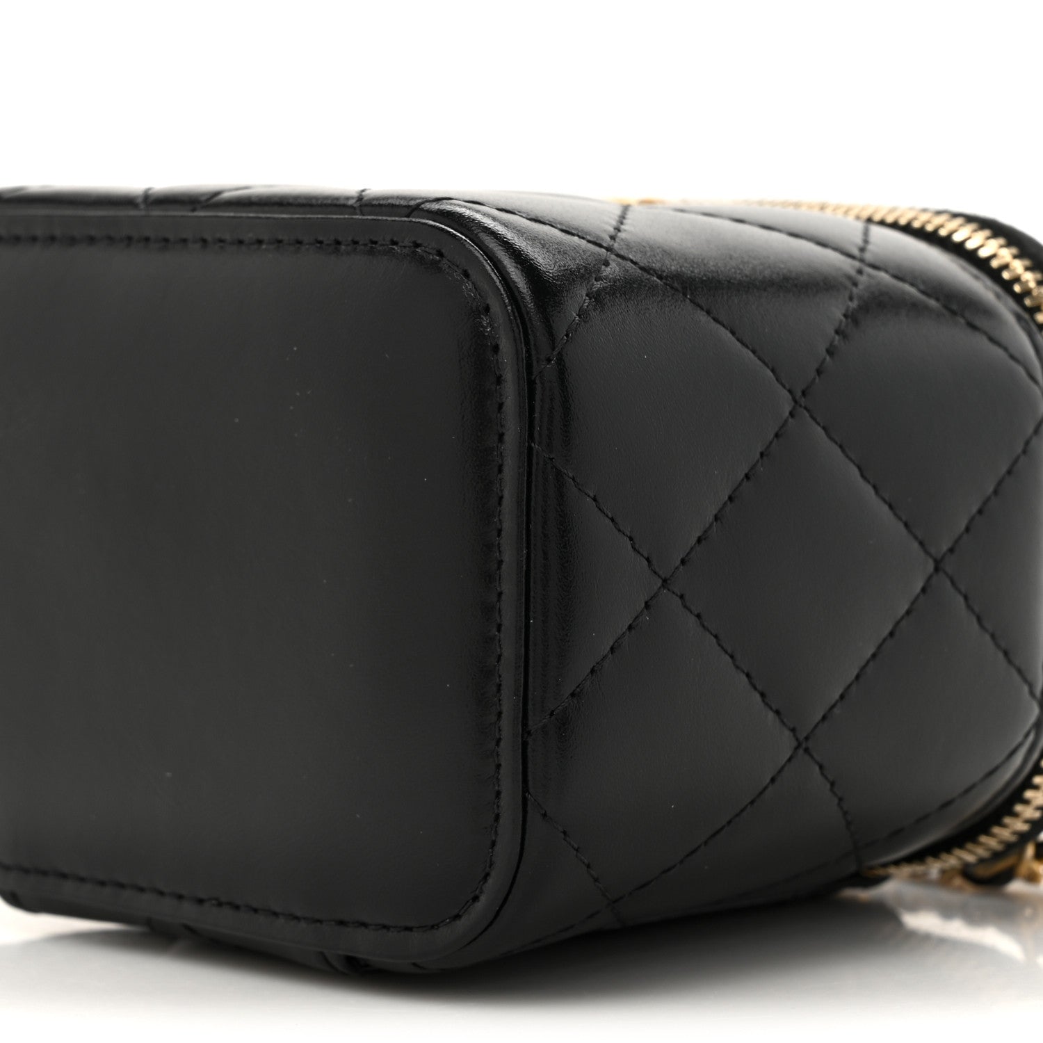 Chanel Calfskin Quilted Mini Perfect Fit Vanity Case With Chain Black 9 of 11