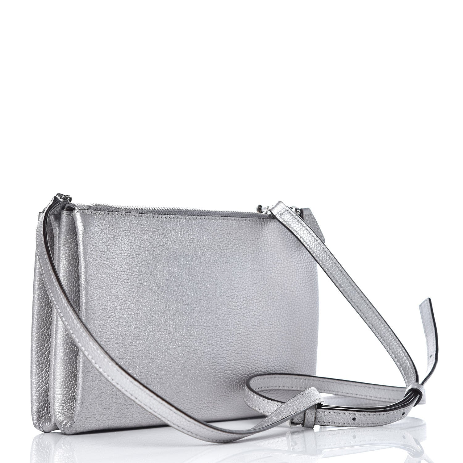 MCM Grained Calfskin Milla Double Crossbody Bag Spike Silver 3 of 10