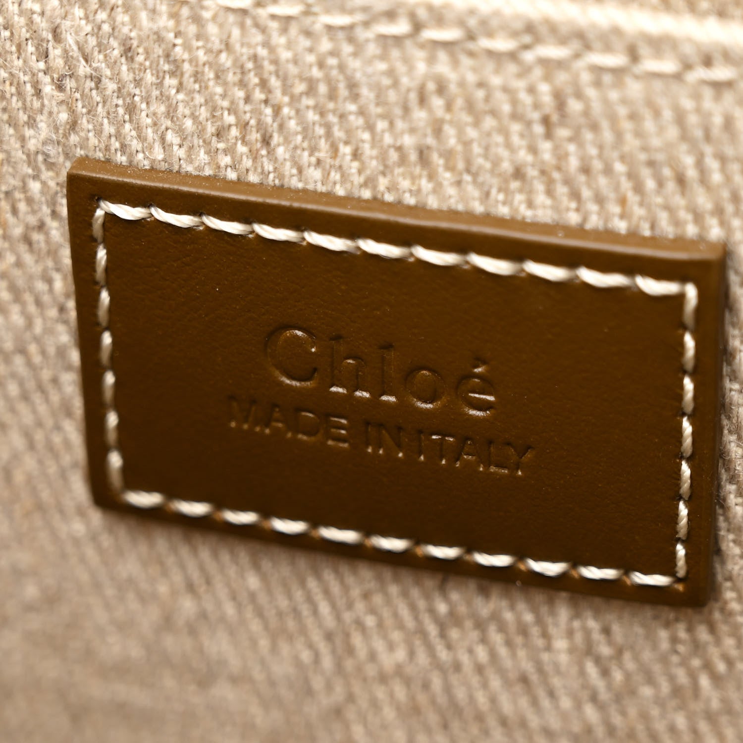 Chloe Linen Calfskin Medium Woody Ribbon Tote Bronze Brown 6 of 11