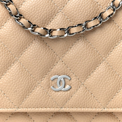 Chanel Caviar Quilted Wallet On Chain WOC Beige 9 of 12