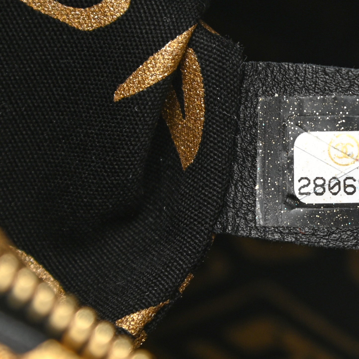 Metallic Lambskin CC Kheops Pyramid Bag Gold Black