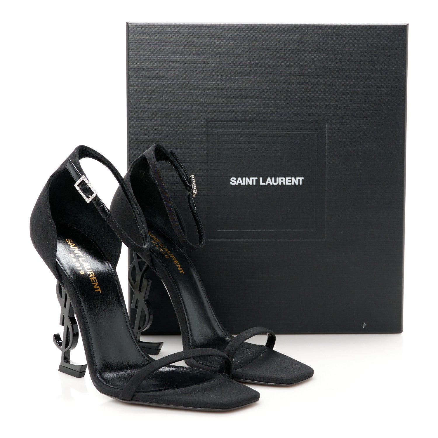 Saint Laurent Crepe De Chine Opyum 110 Sandals 38.5 Black 8 of 8
