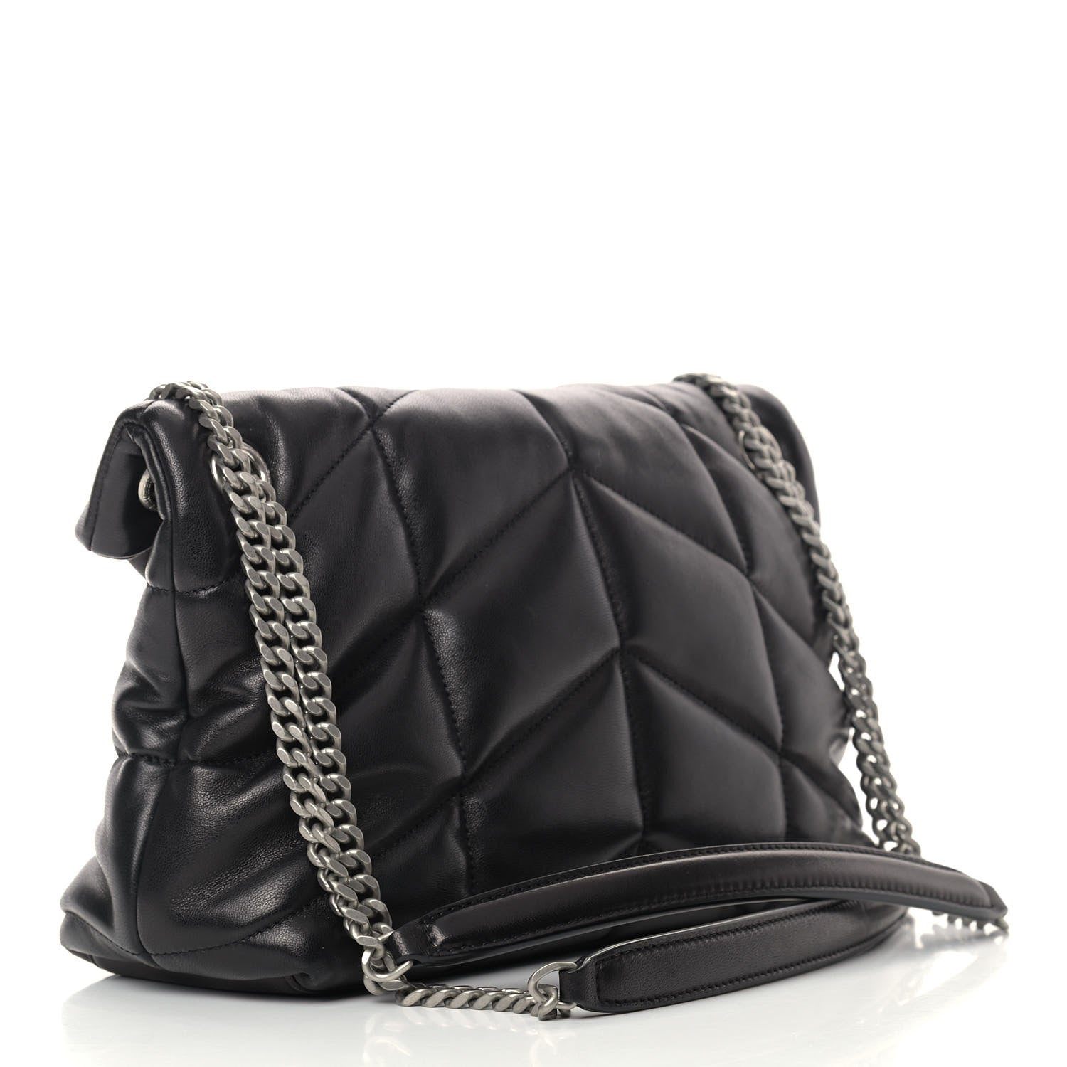 Saint Laurent Lambskin Quilted Small Loulou Puffer Monogram Chain Satchel Black 2 of 10