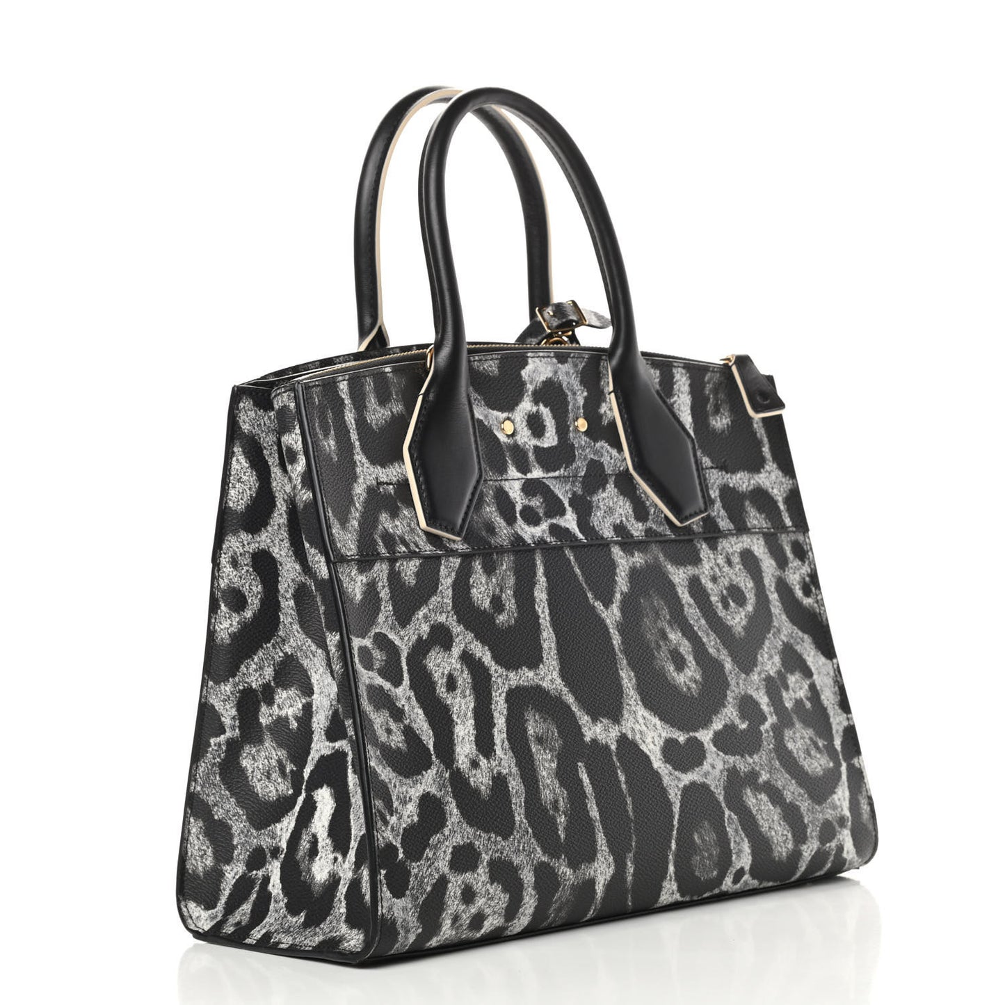 Canvas Calfskin Wild Animal Print City Steamer MM Black