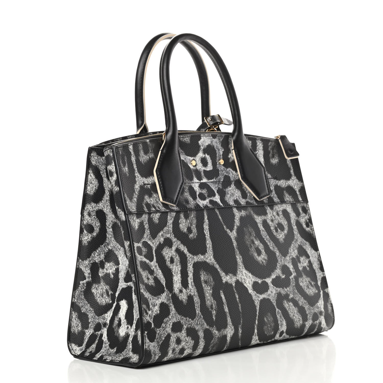 Louis Vuitton Canvas Calfskin Wild Animal Print City Steamer MM Black 3 of 11