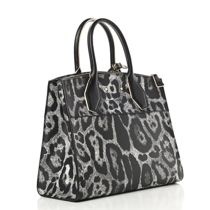 Louis Vuitton Canvas Calfskin Wild Animal Print City Steamer MM Black 3 of 11