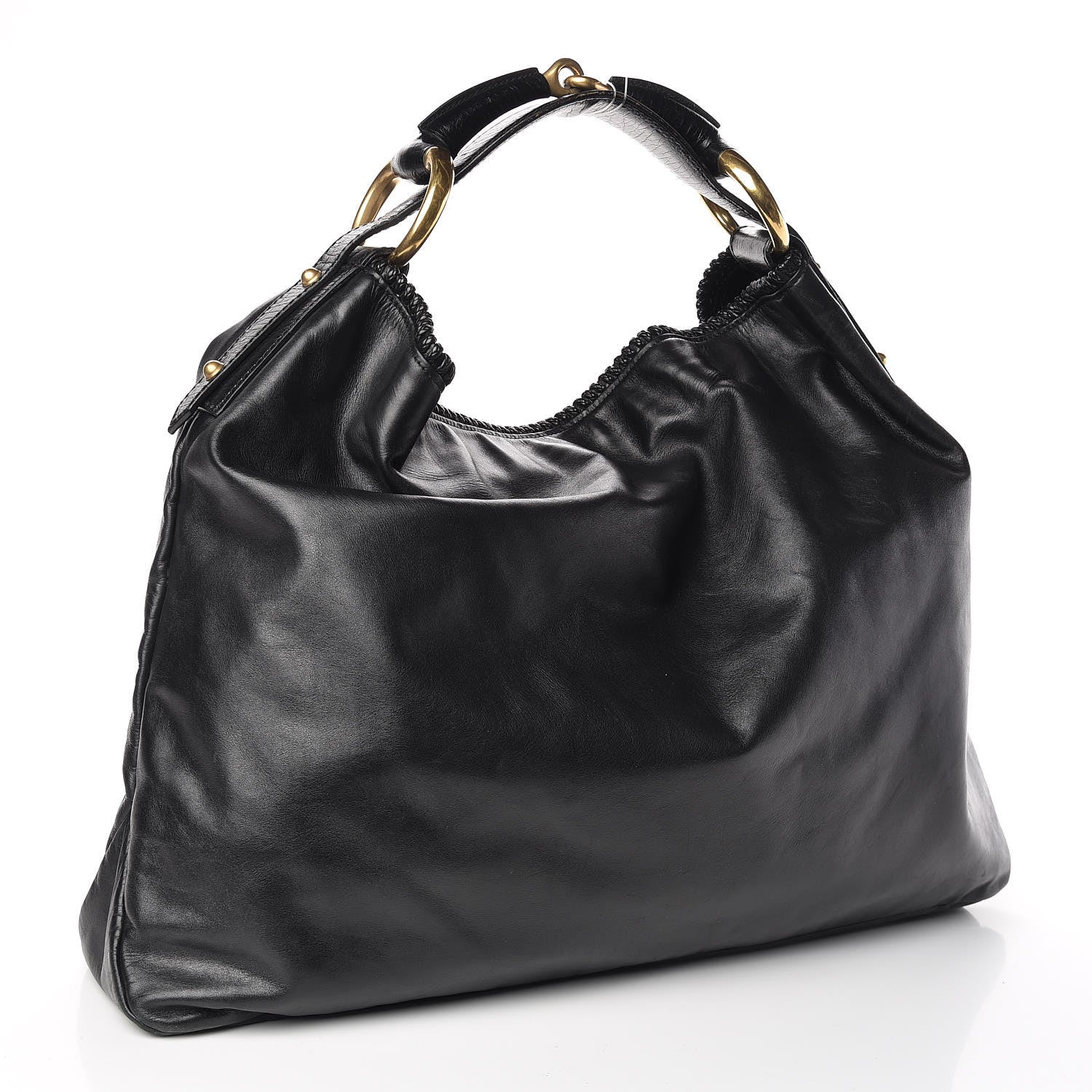 Gucci Calfskin Large Horsebit Chain Hobo Black 3 of 15