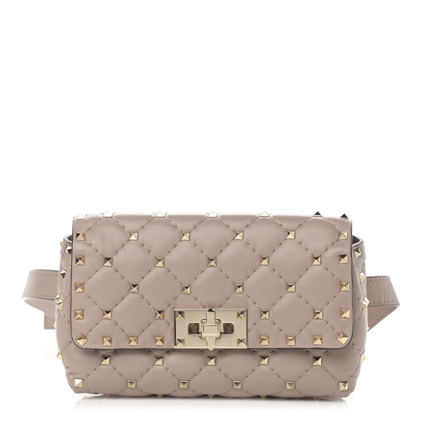 Lambskin Rockstud Spike Belt Bag Poudre