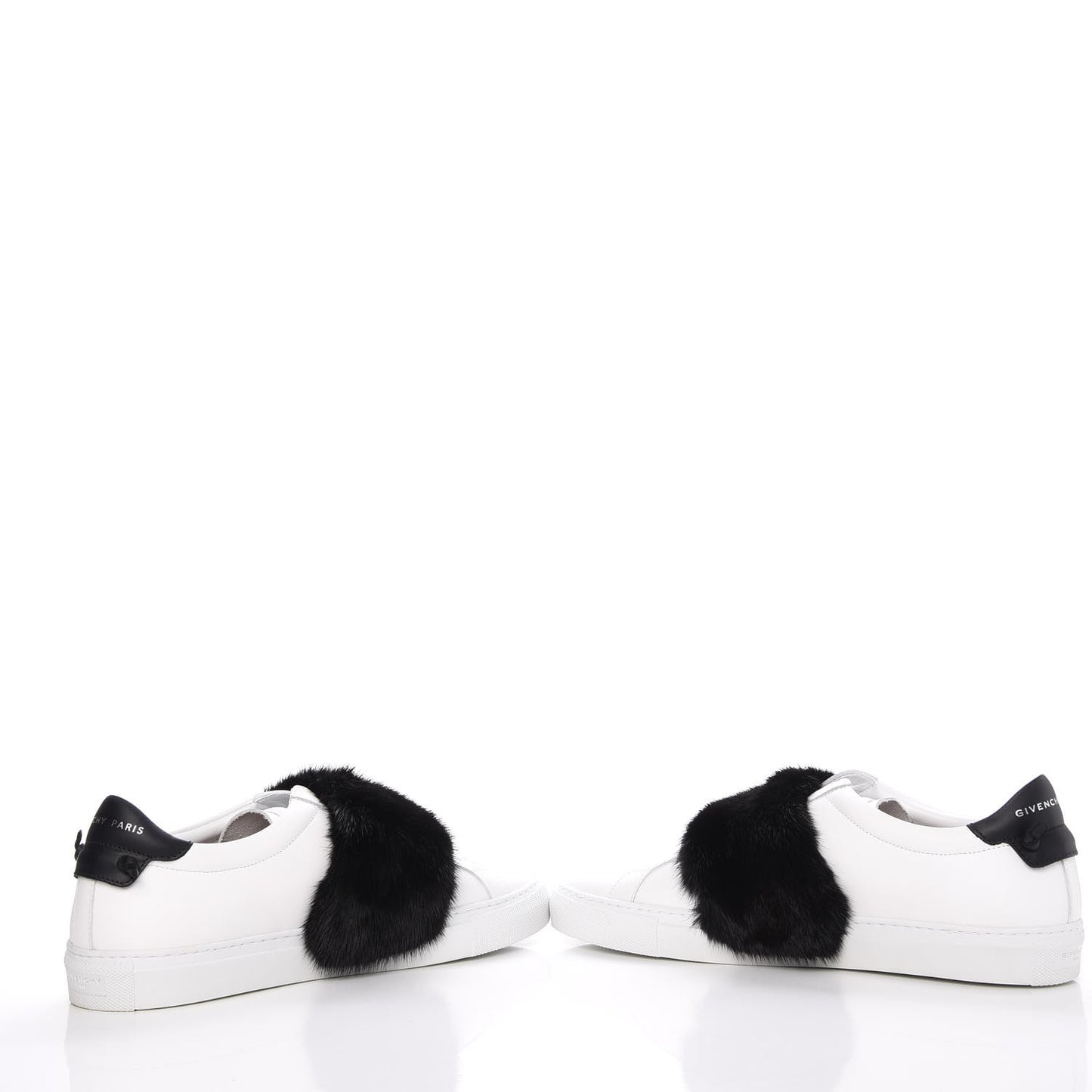 Calfskin Mink Fur Womens Urban Street Sneakers 41 White Black