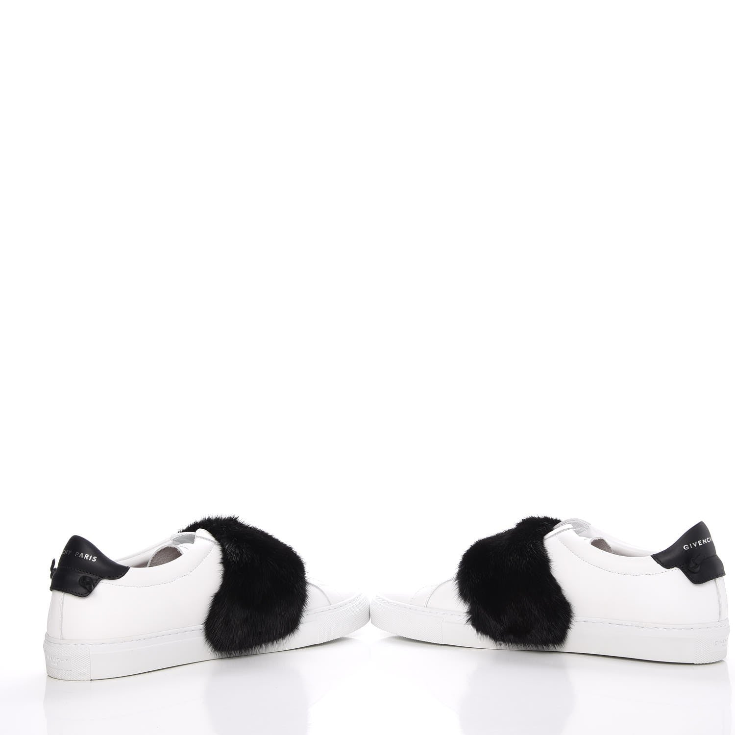 Givenchy Calfskin Mink Fur Womens Urban Street Sneakers 41 White Black 6 of 12