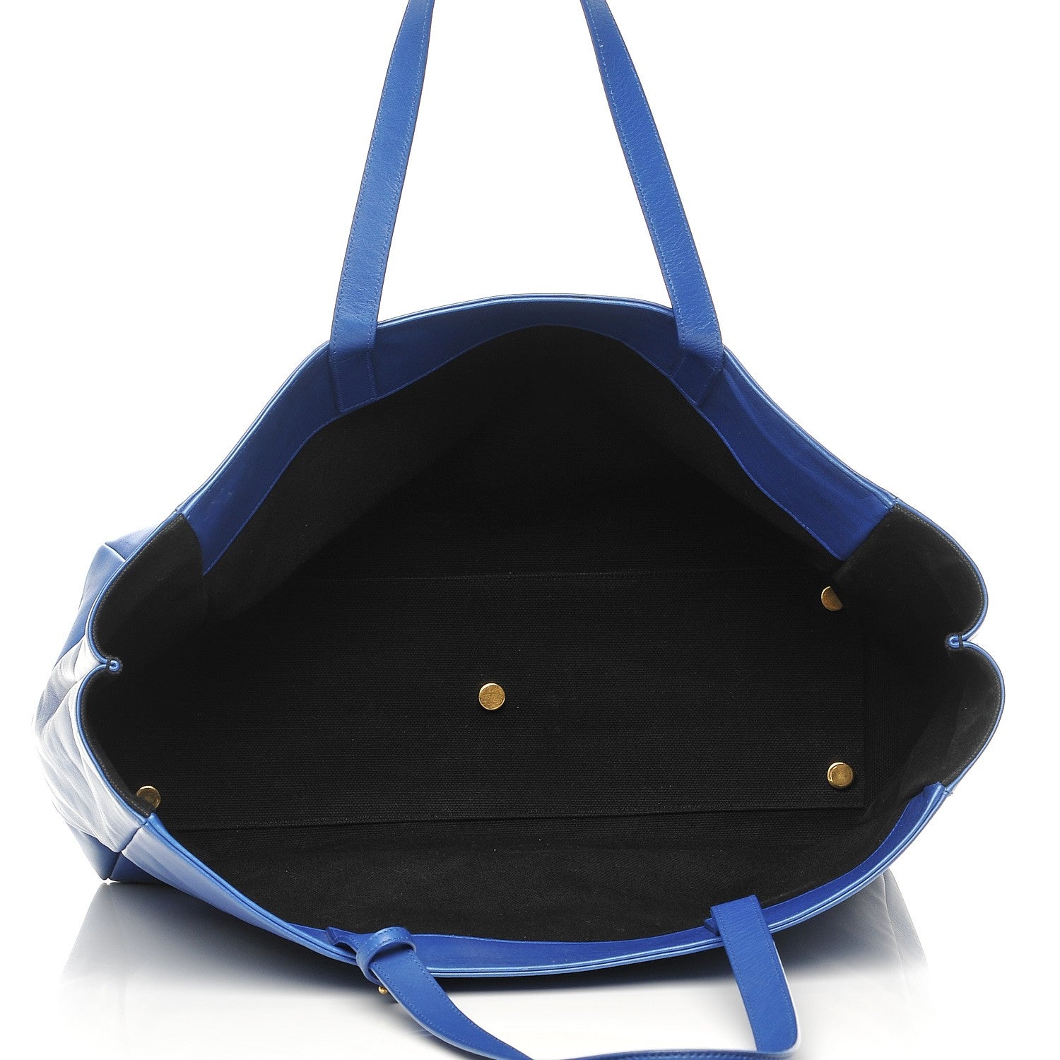 Saint Laurent Calfskin Suede Reversible East West Shopper Tote Royal Blue Black 7 of 10