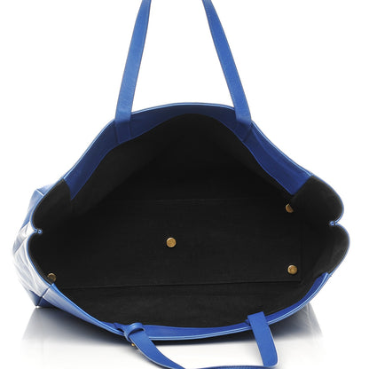 Saint Laurent Calfskin Suede Reversible East West Shopper Tote Royal Blue Black 7 of 10
