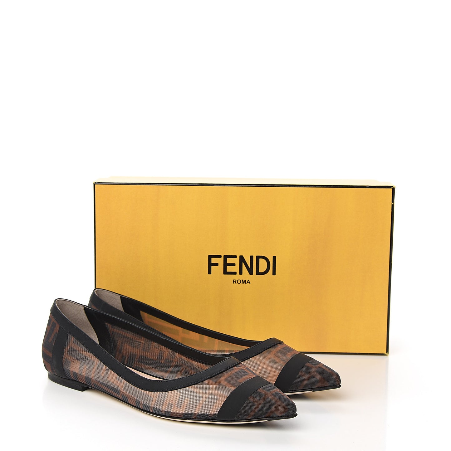 Mesh FF Skimmer Ballerina Flats 39 Tobacco Moro Black