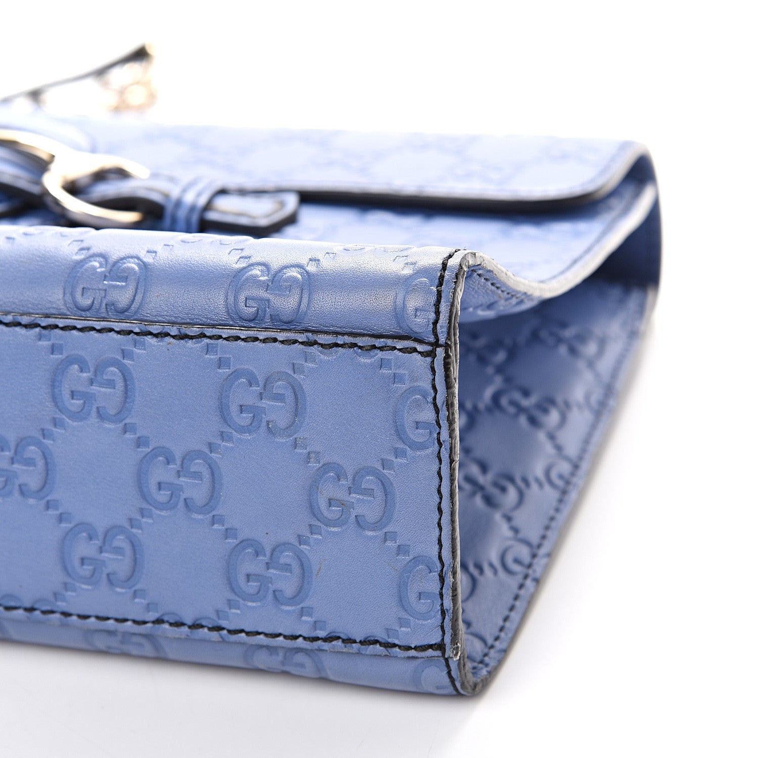 Gucci Soft Guccissima Medium Emily Chain Shoulder Bag Mineral Blue 10 of 10