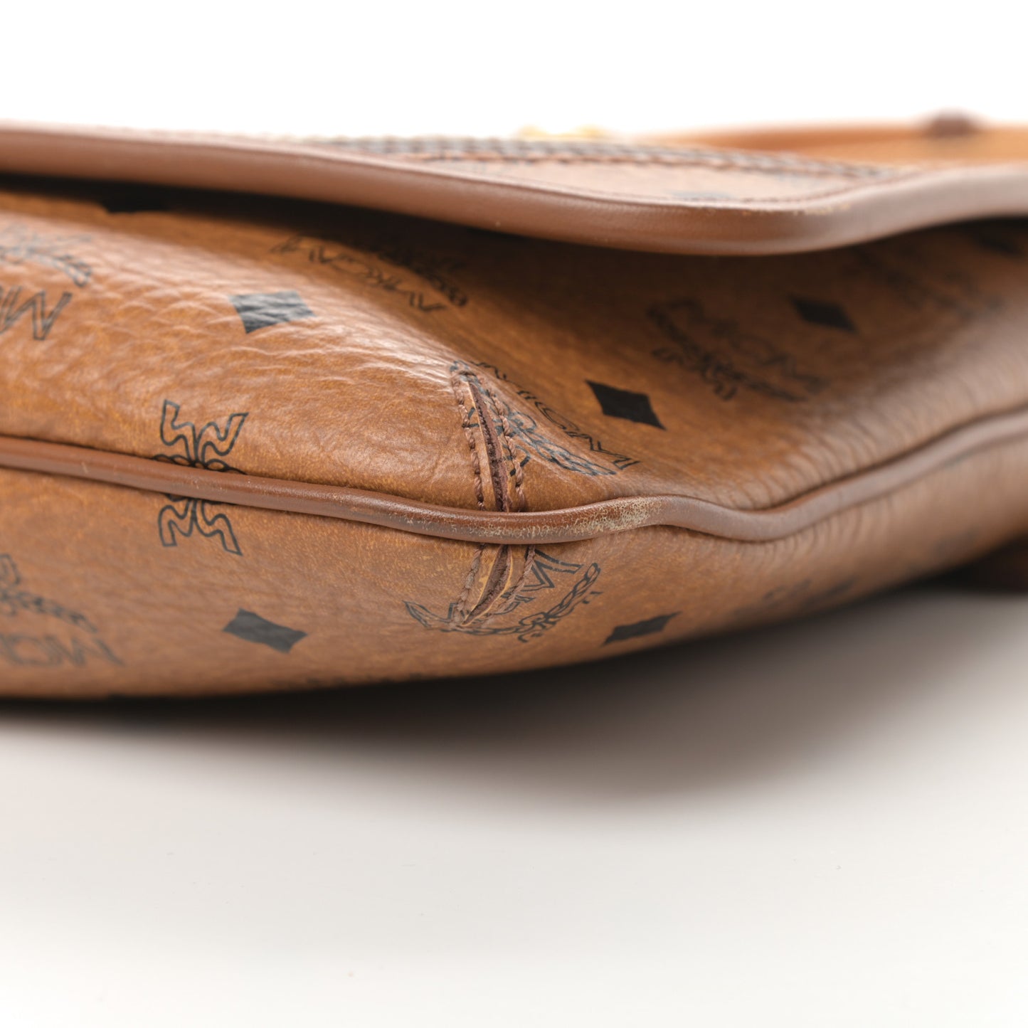 Calfskin Visetos Small Munich Lion Messenger Cognac