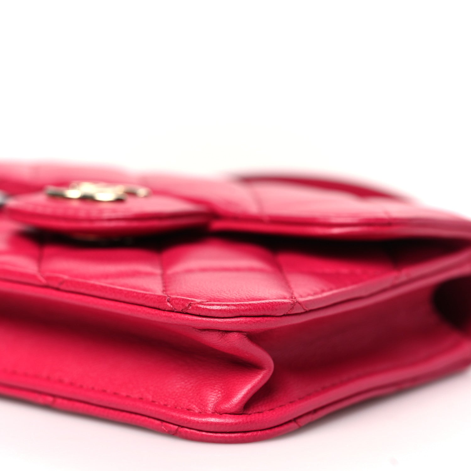 Chanel Lambskin Quilted Top Handle Flap Coin Purse With Chain Dark Pink 11 of 12