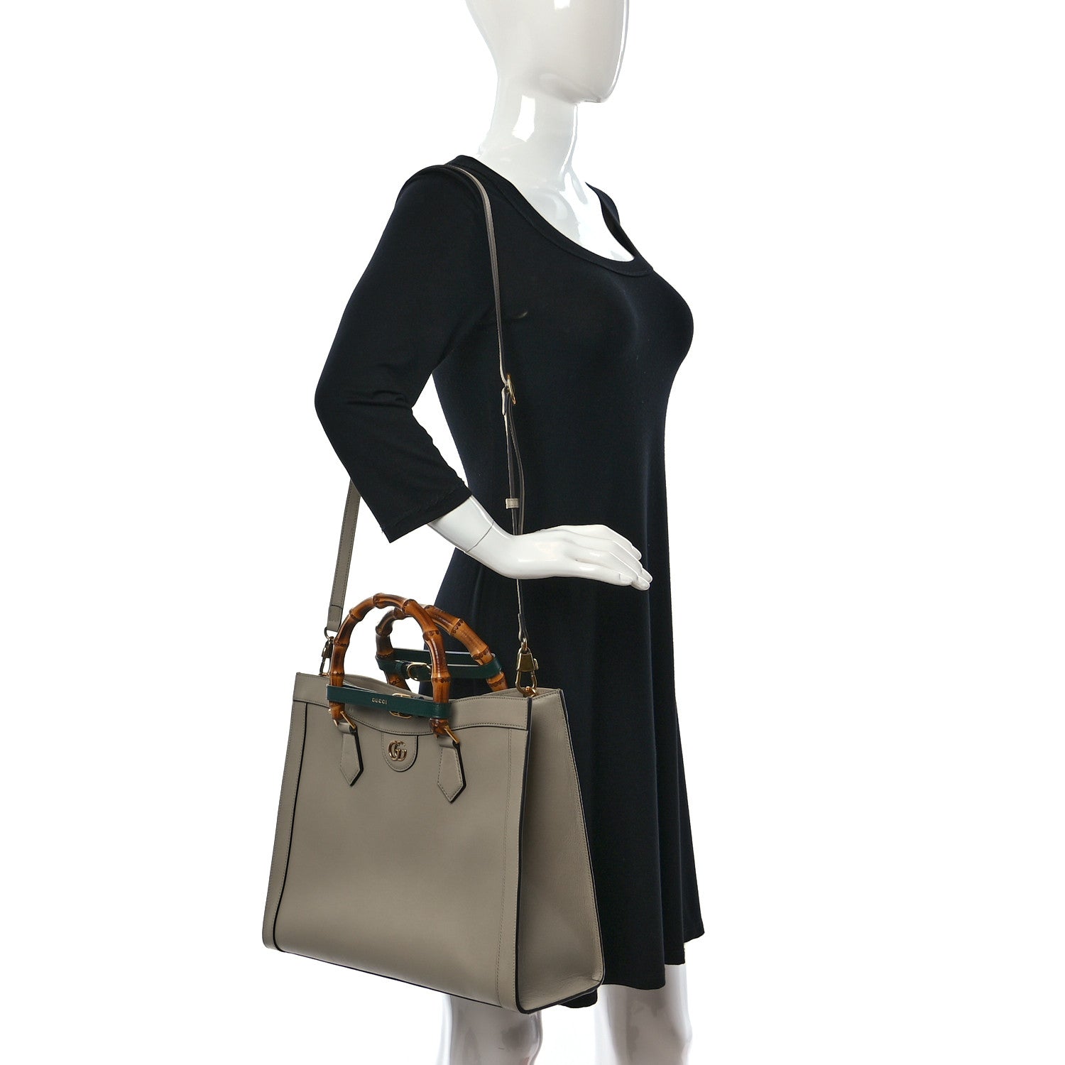 Gucci Wonka Grain Calfskin Medium Diana Tote Bag Oatmeal Vintage Green 2 of 10